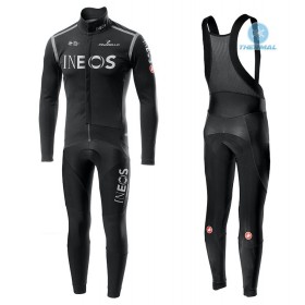 Tenue Cycliste Manches Longues et Collant à Bretelles 2020 TEAM INEOS Hiver Thermal Fleece N002
